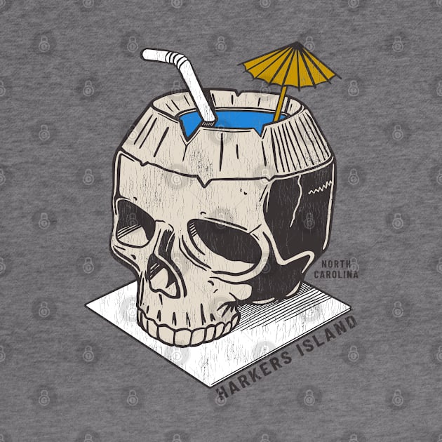 Harkers Island, NC Summertime Vacationing Skull Drink by Contentarama